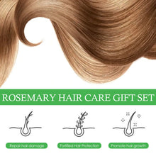 eelhoe Rosemary Hair Care Set showing hair care benefits and 3-step routine on white background.