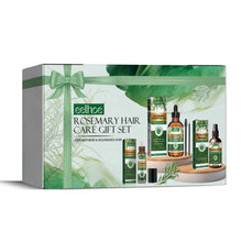 eelhoe Rosemary Hair Care Set gift presentation with rosemary sprigs and complete product set.