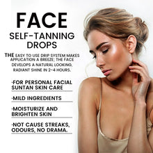 EELHOE Self Tanning Drops for face and body with woman applying drops to skin.