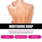 Eelhoe Skin Whitening Soap back skin benefits advertisement for underarms and body dark spot fading.