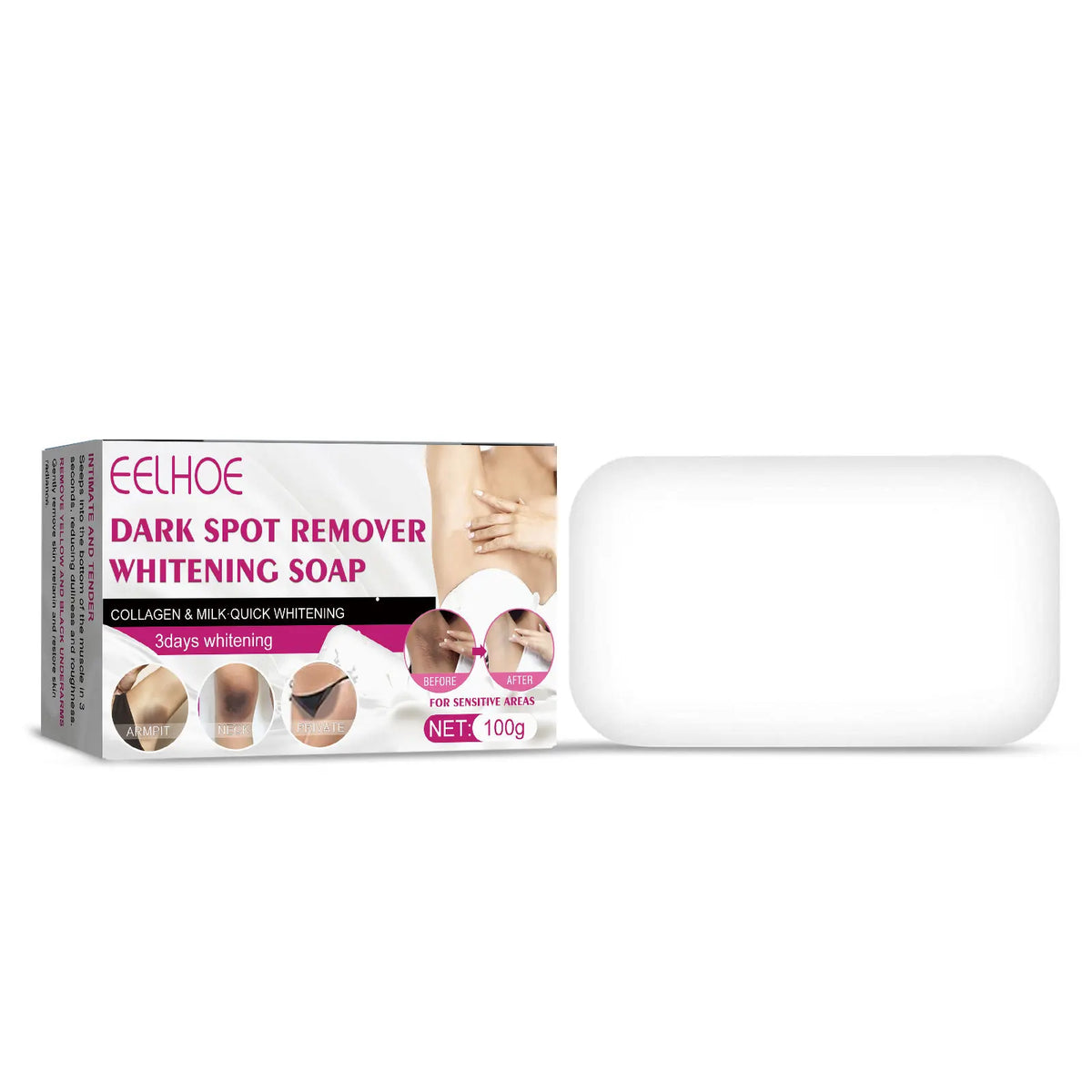 Eelhoe Skin Whitening Soap packaging on white background for daily face and body brightening.