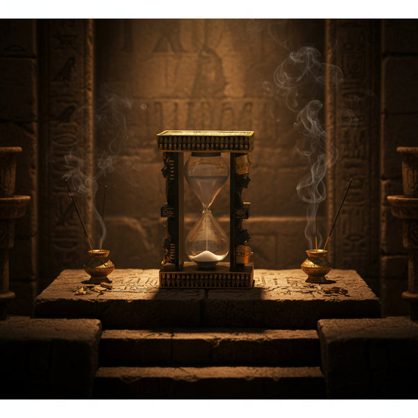 Egyptian Pharaoh and Nefertiti hourglass, front view
