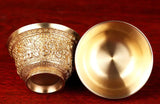 Buddha's Copper Eight Auspicious Offering Bowl set for ceremonial offerings, temple use, and home altar worship.
