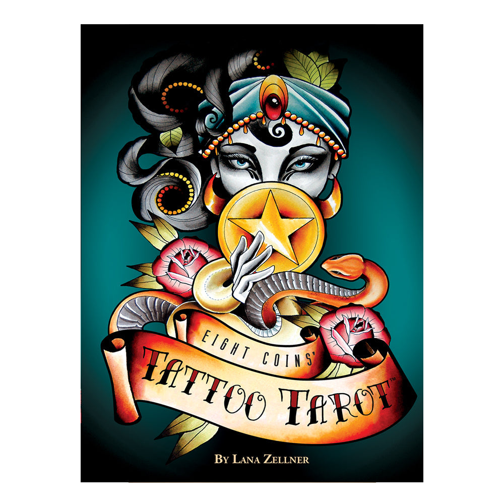Eight Coins' Tattoo Tarot deck box, front cover