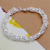 Elegant 925 sterling silver link bracelet for evening outfits, everyday luxury styling, and stackable bracelet wear.