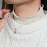 Elegant moissanite pendant necklace in 925 silver for dressy occasions, bridal styling, and everyday sparkle.