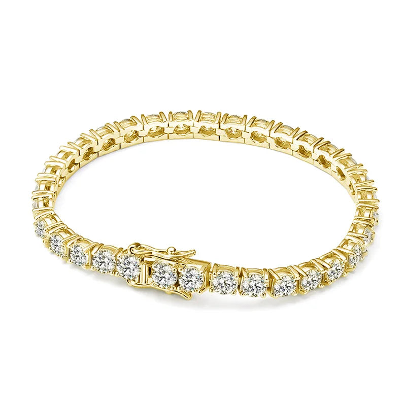 Elegant moissanite tennis bracelet in 925 silver plated metal for formal occasions, gifting, and refined everyday use.