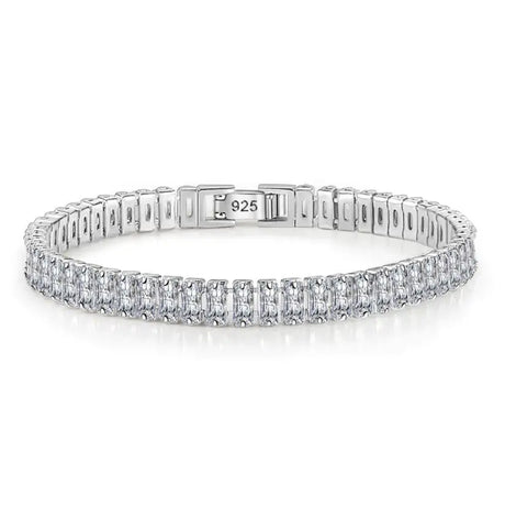 Elegant real moissanite bracelet for her in sterling silver for romantic gifting, celebration wear, and polished everyday style.