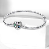 Silver Zircon Heart Love Bracelet Charm silver jewelry accessory for heart-themed bracelet styling, sentimental gifting, and everyday use.
