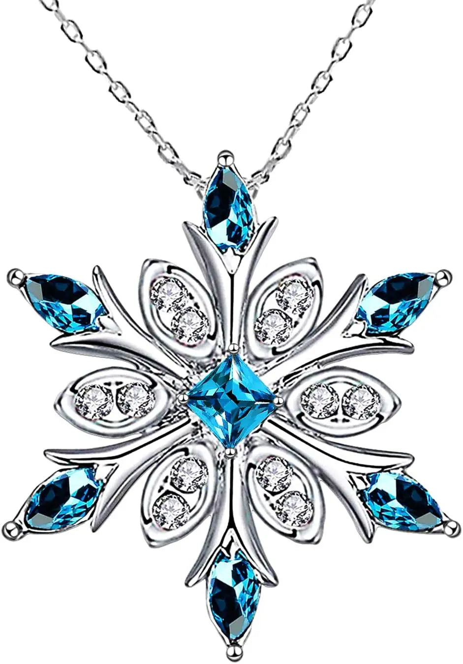 Women’s Silver-Plated Snowflake Necklace pendant jewelry for elegant winter looks, Christmas parties, and daily fashion wear.