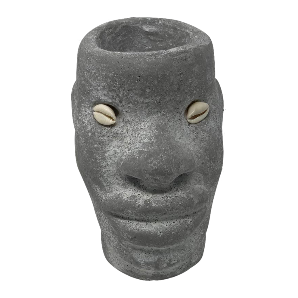 Elegua head statue, 6 inches, cowrie shell detailing