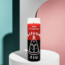 ELEGUA-ORISHAS 7 day candle glass jar for prayer, protection work, and ceremonial spiritual practice.