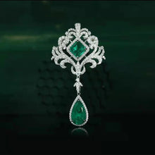Emerald teardrop zircon pendant necklace for bridal wear, evening styling, and special occasion jewelry use.