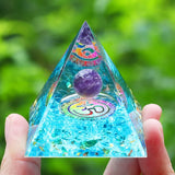 Energy Pyramid with Natural Amethyst for meditation, energy healing, and home décor.