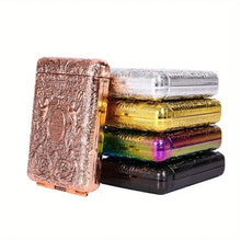 Engraved retro metal cigarette case holder for organizing cigarettes and keeping them protected on the go.