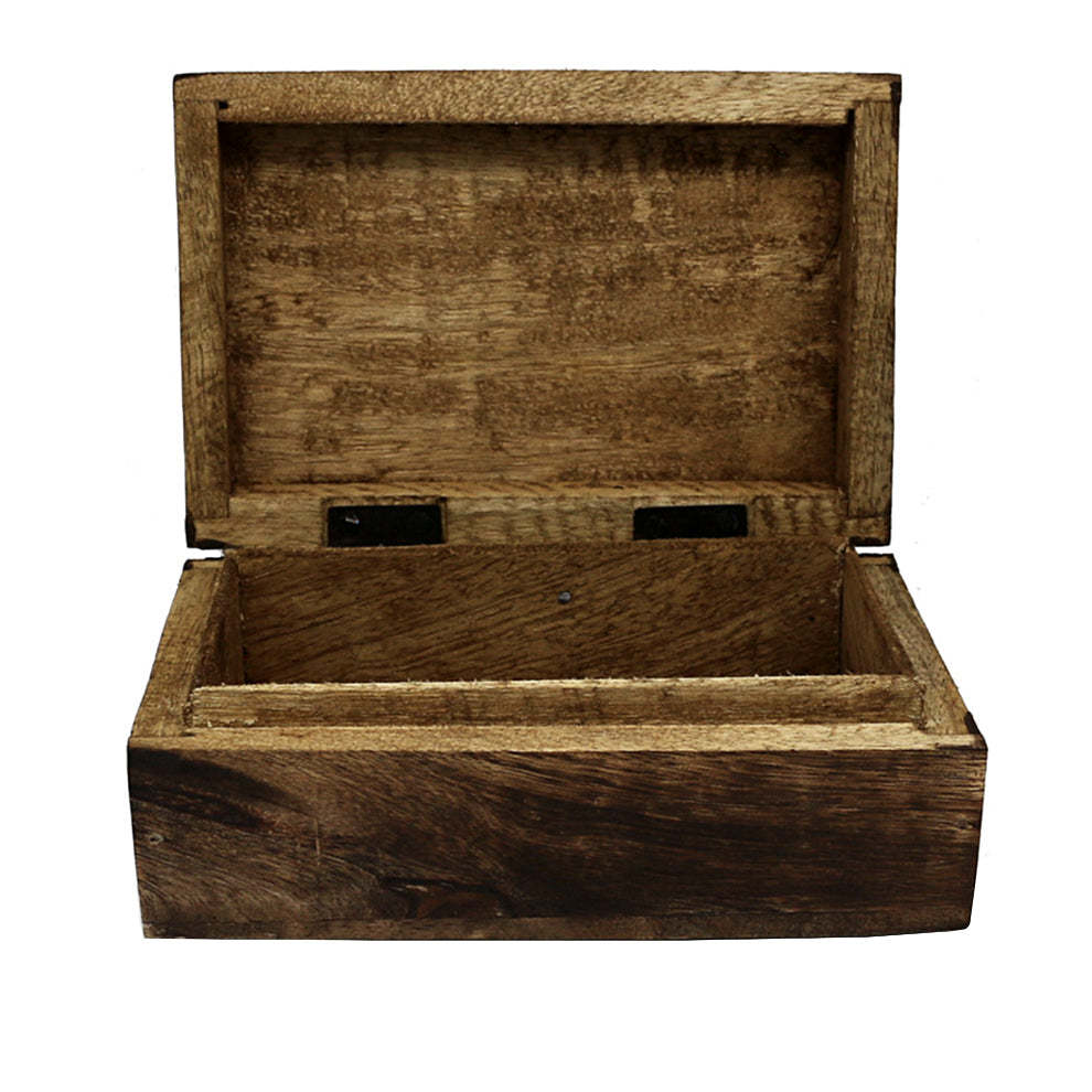 Engraved Tree of Life with Crows wood box in 4" x 6" size for storing spiritual tools, jewelry, and personal keepsakes.
