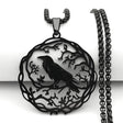 EREBUS Black Raven & Flower of Life pendant necklace for symbolic wear, spiritual style, and everyday accessorizing.
