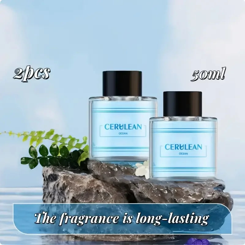 Essential oil car diffuser bottle with air freshener and star projection for fragrance release, odor neutralizing, and decorative in-car lighting.
