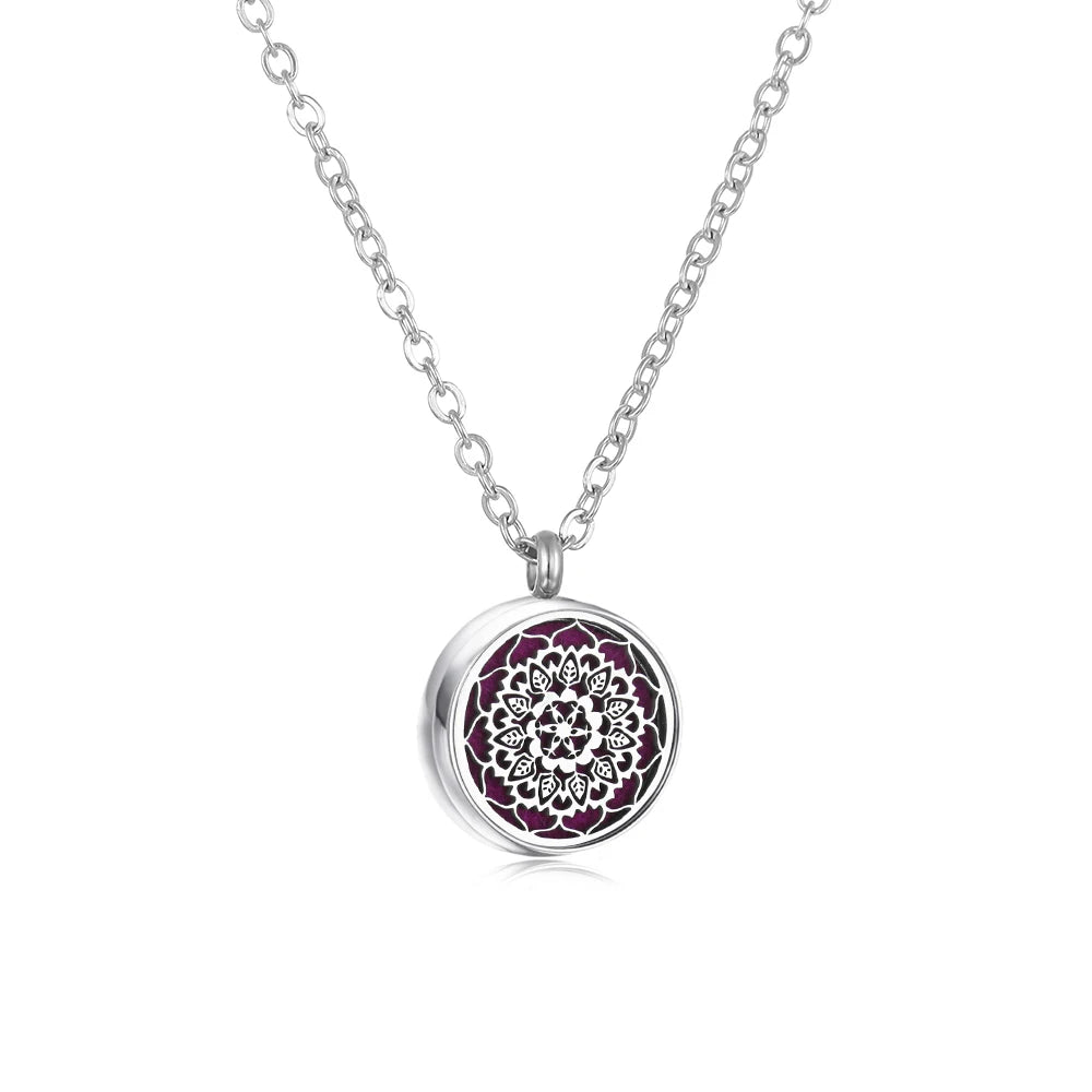 Mini Tree Flower Aromatherapy Locket pendant for carrying essential oils for relaxation, focus, and wellness support.