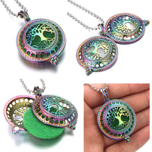 Essential oil Tree of Life necklace pendant for portable aromatherapy, emotional balance, and personal fragrance use.