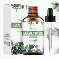 Eucalyptus essential oil bottle for face and body care, massage, and daily skincare use.