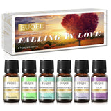EUQEE cozy home aroma oils gift set with 6 bottles for diffusers, room refreshment, and comforting fragrance use.