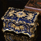 European retro alloy jewelry box for storing rings, earrings, and keepsake accessories.