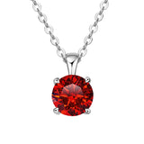 Everyday moissanite solitaire necklace with four-prong setting for daily outfits, layering, and polished jewelry styling.