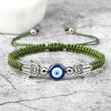 Hand of Fatima Evil Eye red rope bracelet for evil eye protection, casual wear, and spiritual charm use.
