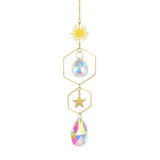 Faceted crystal rainbow suncatcher with octagon beads for catching sun rays, producing rainbow reflections, and stylish window decor.