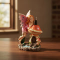 Fairy and Mushroom Backflow Incense Burner, 7 inch cold-cut resin