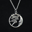Fairy Moon Pendant Necklace, silver-plated with crescent moon design