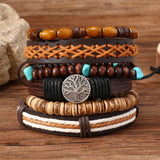Fashion leather and bead bracelet pack with handmade bracelet bands for outfit accessorizing, stacking, and daily wear.