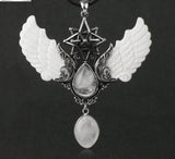 Fashion Merkaba Angel Wing Water Drop pendant necklace for stylish daily wear, layered jewelry looks, and gift use.