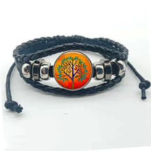 Fashion Tree of Life multilayer bracelet with leather straps for stylish wrist wear and everyday outfit enhancement.