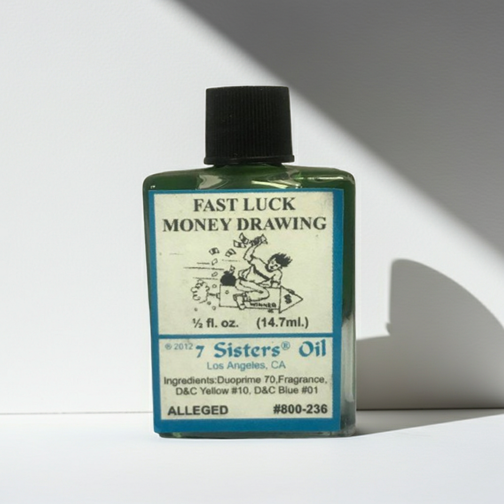 Fast Luck Money Drawing Wish Oil bottle for spiritual rituals, money attraction, and intention-based prosperity work.