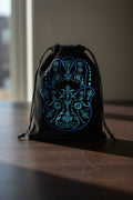 Fatima Hand Black Velvet Embroidered Bag with Hamsa design
