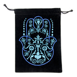 Fatima Hand Black Velvet Embroidered Bag with Hamsa design