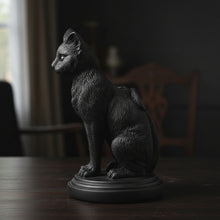 Faust's Familiar black cat candlestick holder, side view