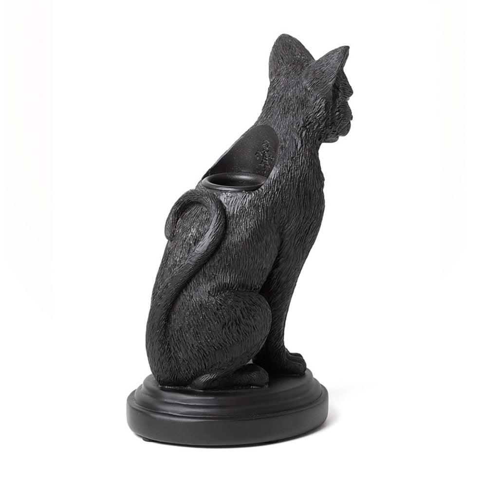 Faust's Familiar black cat candlestick holder, detail view
