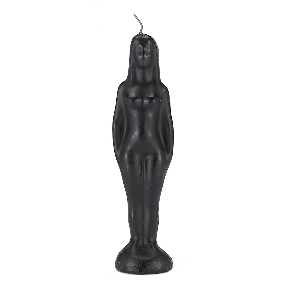Female-form black ritual candle, 7 inch