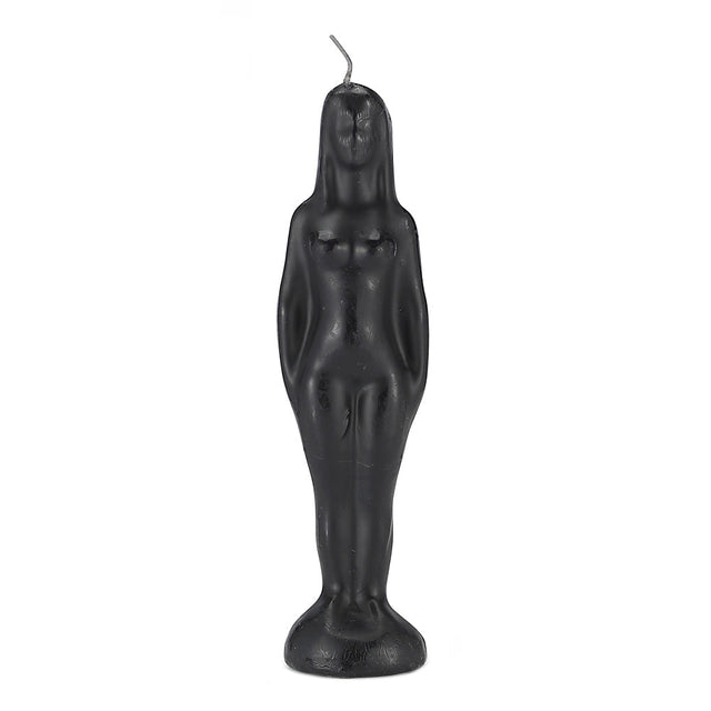 Female-form black ritual candle, 7 inch