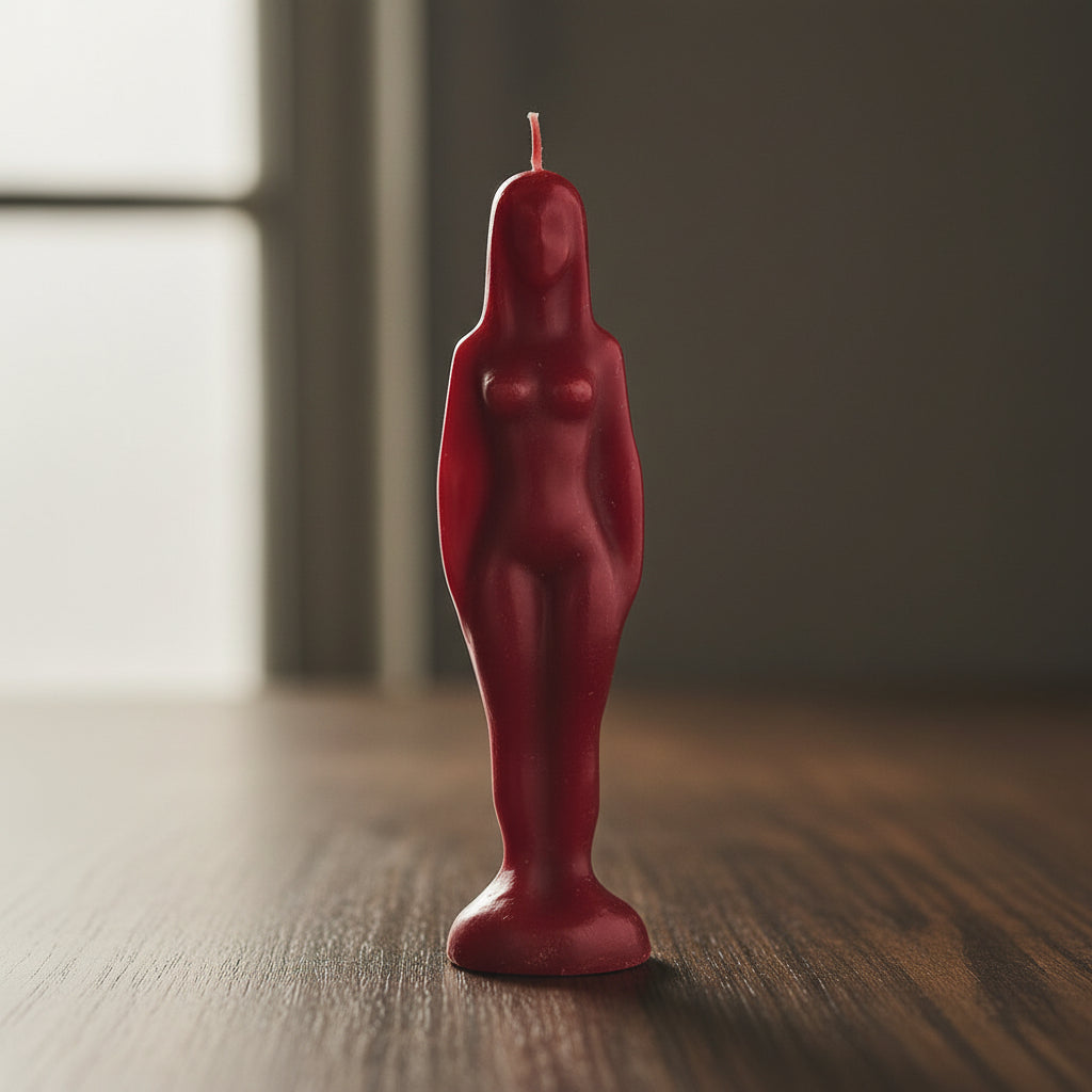 Female-form red ritual candle, 7 inch
