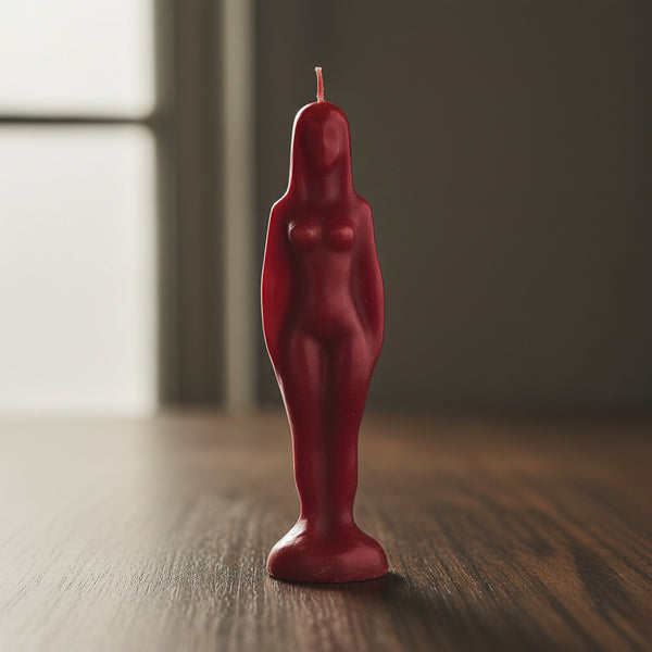 Female-form red ritual candle, 7 inch