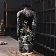 Feng Shui Resin Waterfall Incense Burner decorative resin holder for incense cone use, stress relief, and calming room ambiance.