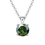 Fine jewelry moissanite four-prong necklace with pendant for dressy occasions, heirloom gifting, and classic wear.