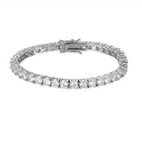 Fine moissanite tennis bracelet in sterling silver for elegant outfits, anniversary gifts, and formal events.