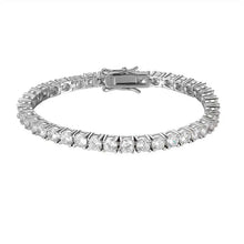Fine moissanite tennis bracelet in sterling silver for elegant outfits, anniversary gifts, and formal events.
