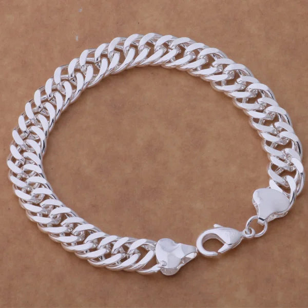 Fine 925 Sterling Silver Heart Chain Bracelet for her as a silver bracelet for anniversary gifts, daily wear, and stylish layering.