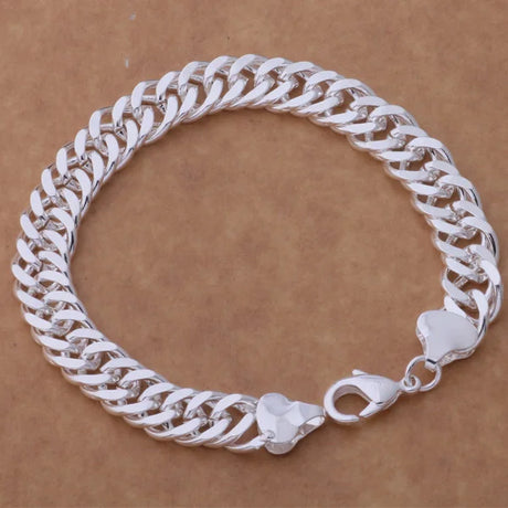 Fine 925 Sterling Silver Heart Chain Bracelet for her as a silver bracelet for anniversary gifts, daily wear, and stylish layering.